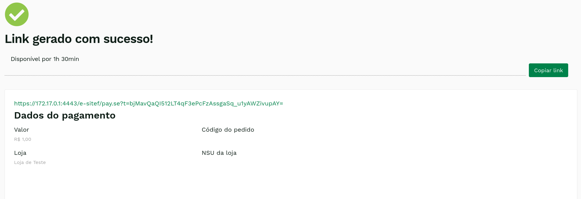 &quot;Successfully generated link screen.&quot; -no-filter